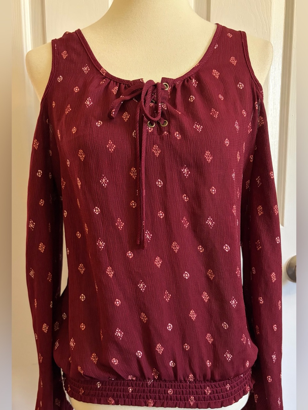 Maurices Lace Up Cold Shoulder Top